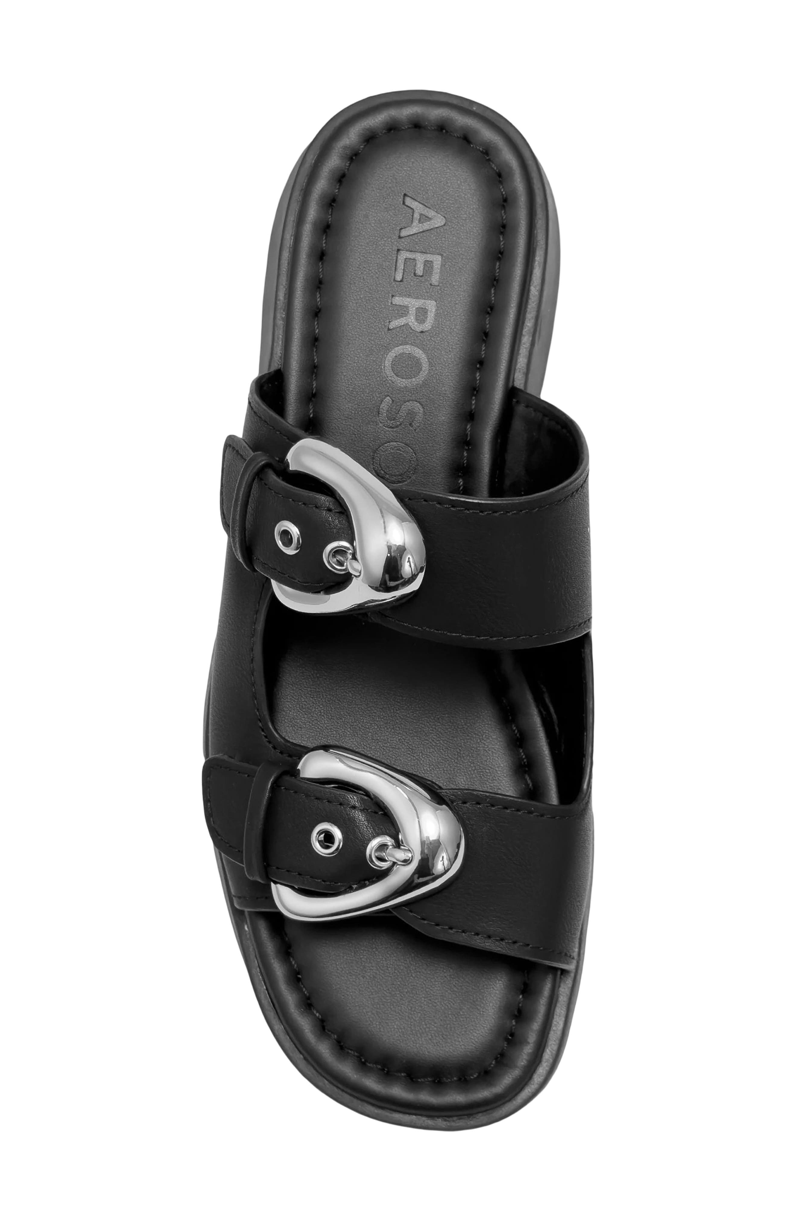 Aerosoles Faith Flatform Slide Sandal, Alternate, color, Black Fx Calf