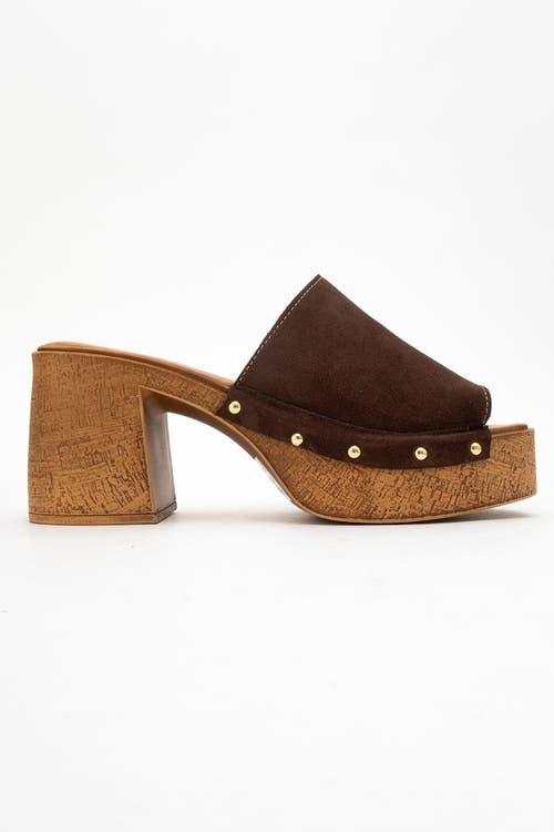 Forever & Always Shoes Pull Leather Platform Mules In Brown