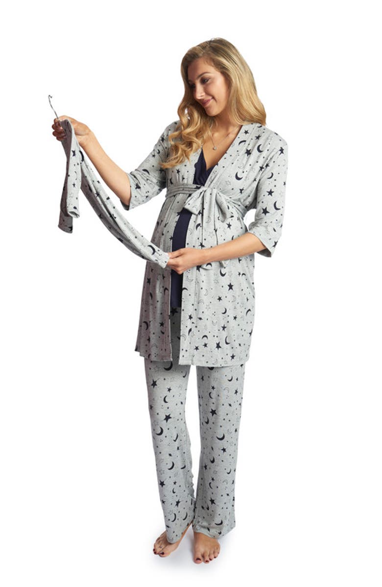 Everly Grey Analise During & After 5-Piece Maternity/Nursing Sleep Set for Mom & Baby, Main, color, Twinkle Night