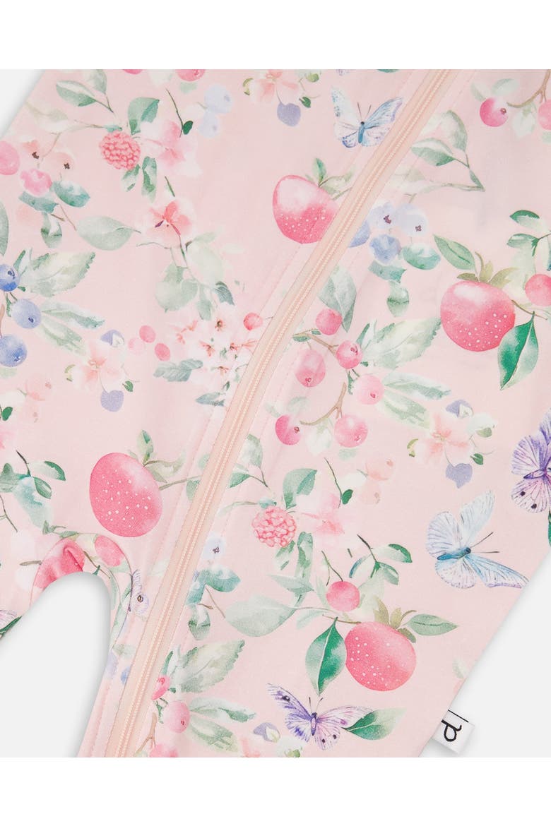 Organic Cotton Jersey Fruit One-Piece Pyjama, Alternate, color, Pink Printed Berries
