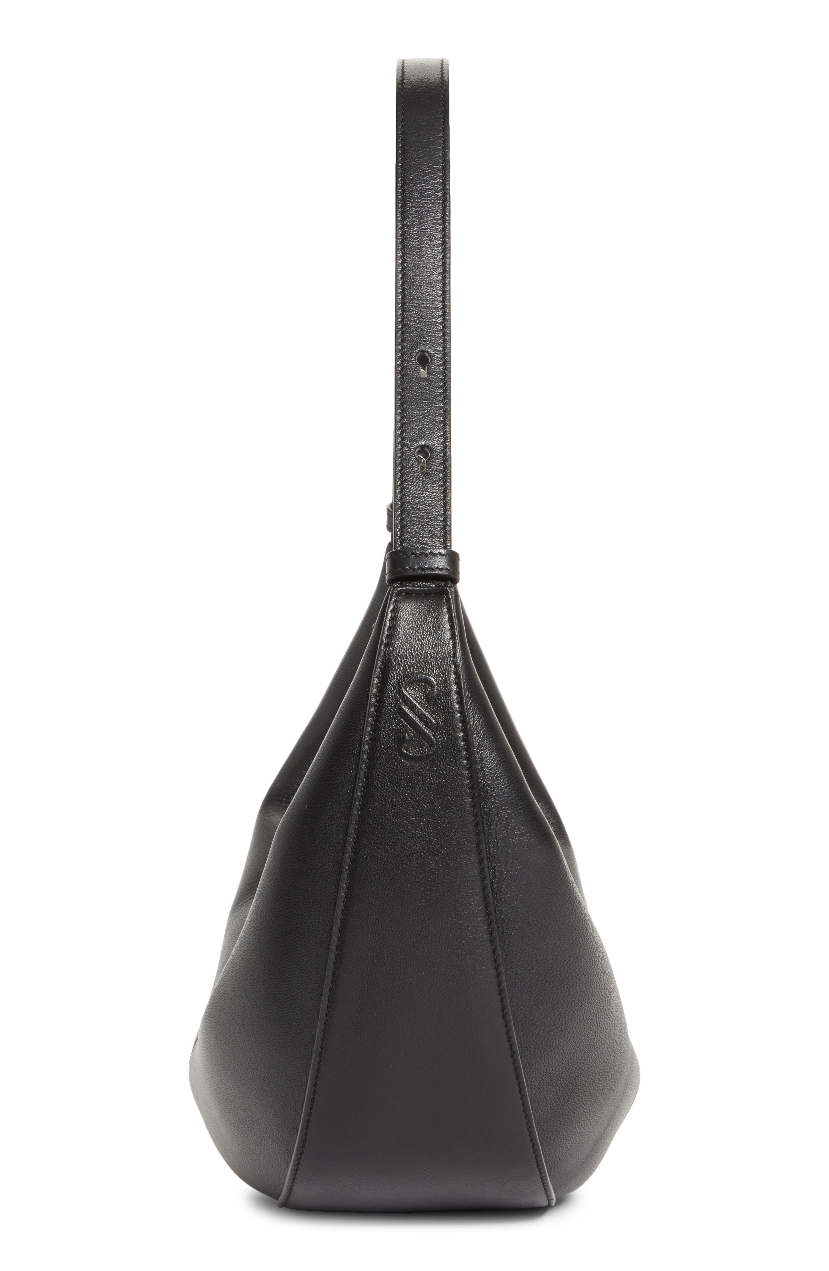 Proenza Schouler Slide Leather Hobo Bag, Alternate, color, Black