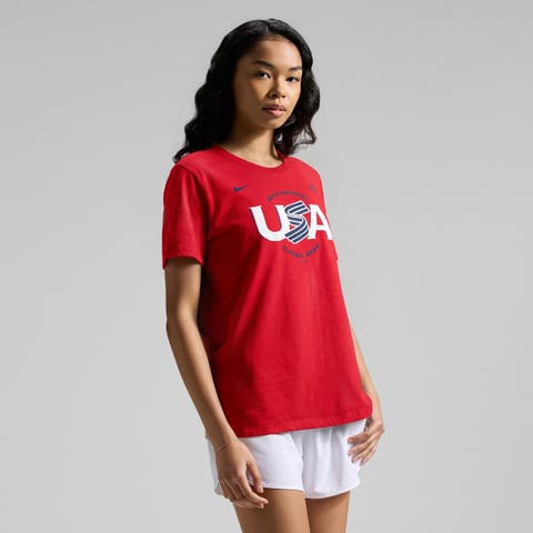 Women's Nike  Red USA Baseball 2026 World Baseball Classic Script T-Shirt