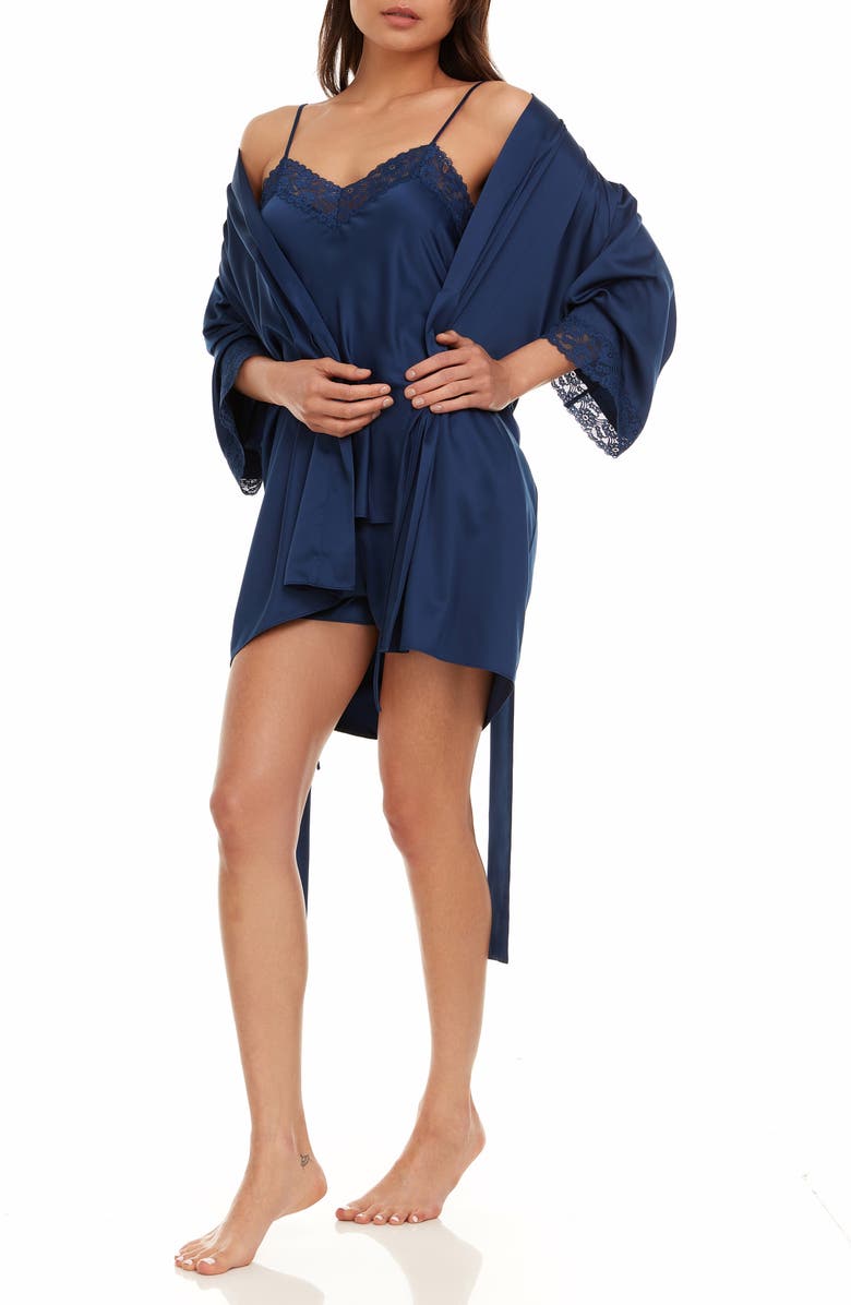 Flora Nikrooz Sabrina Travel Pajamas & Robe Set, Main, color, Navy