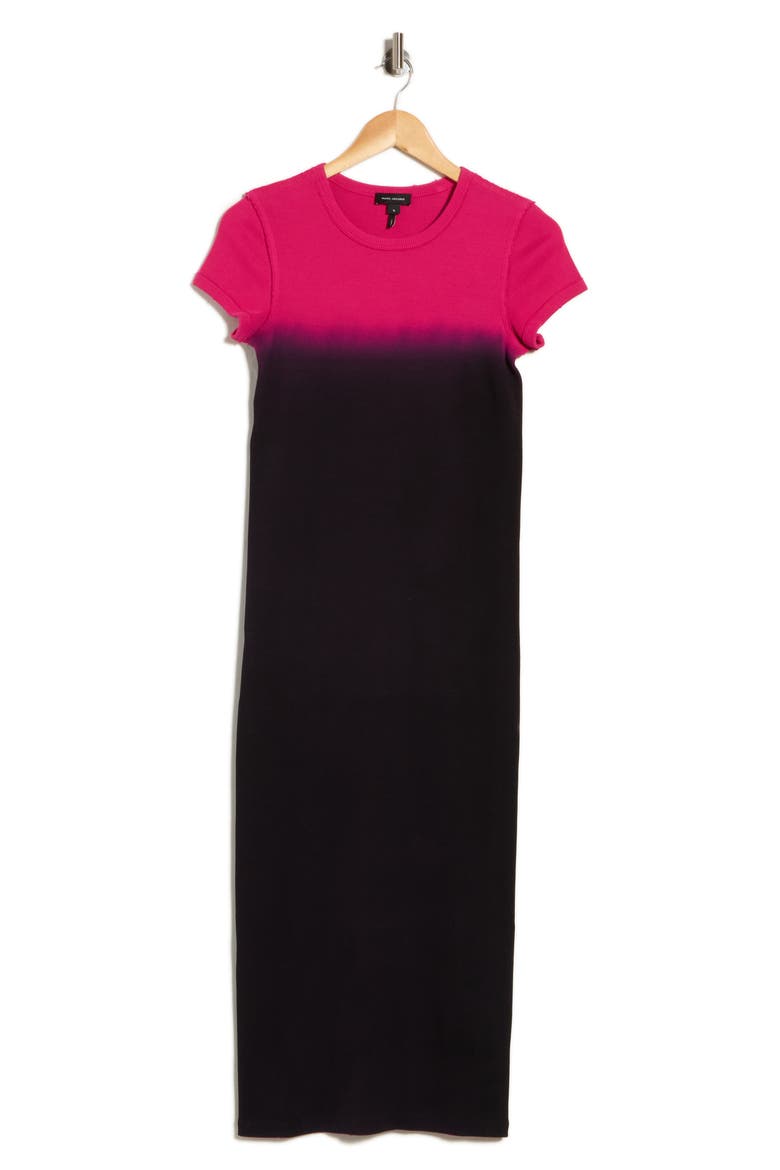 Grunge Spray Shrunk Tee Dress, Main, color, BLACK/HOT PINK