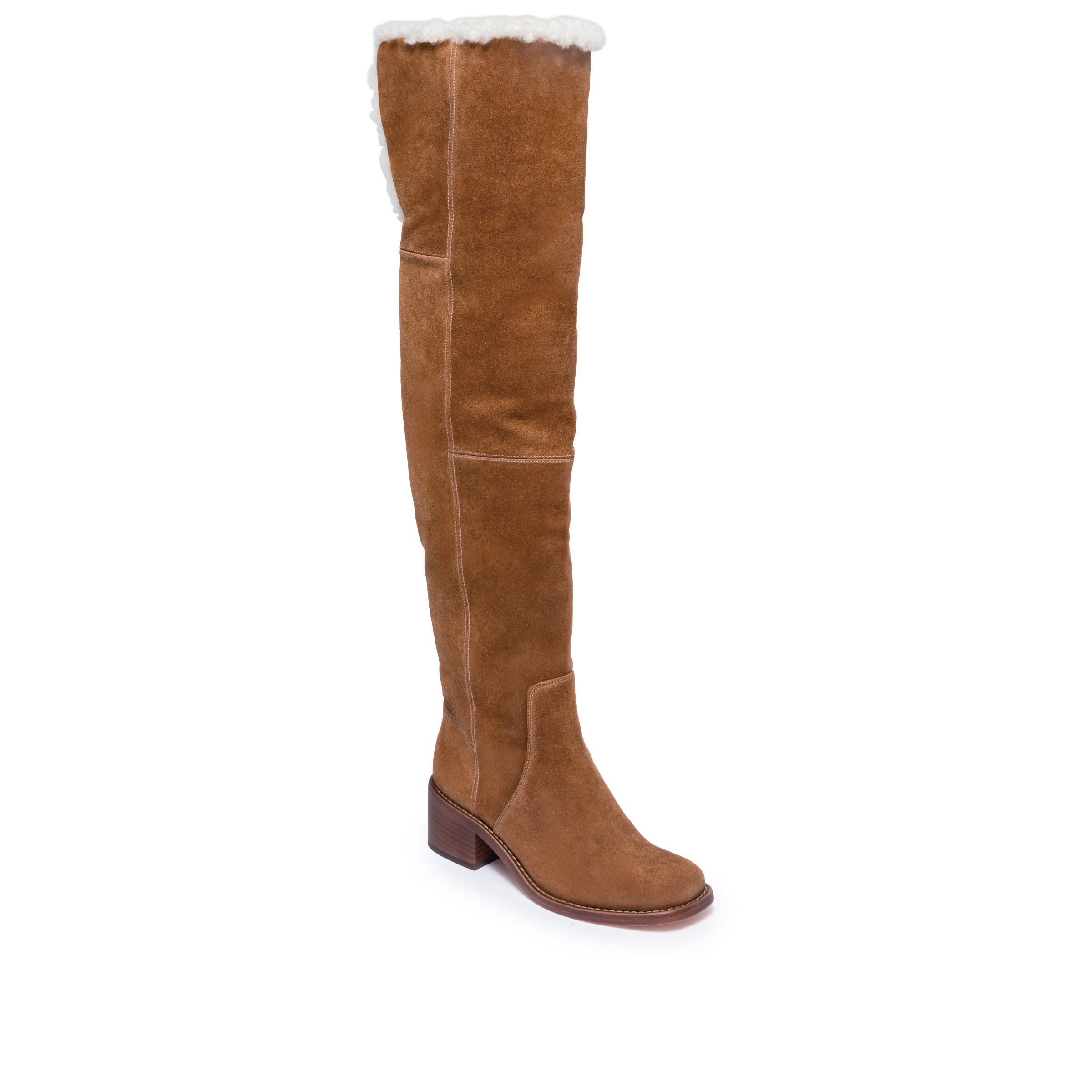 Bernardo 1946 Footwear Brix Shearling Over The Knee Boot, Alternate, color, Caramel