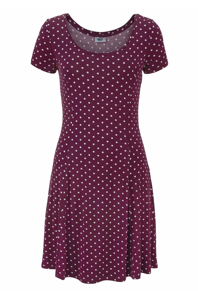 Polka Dot Print Dress, Alternate, color, Bordeaux Multi