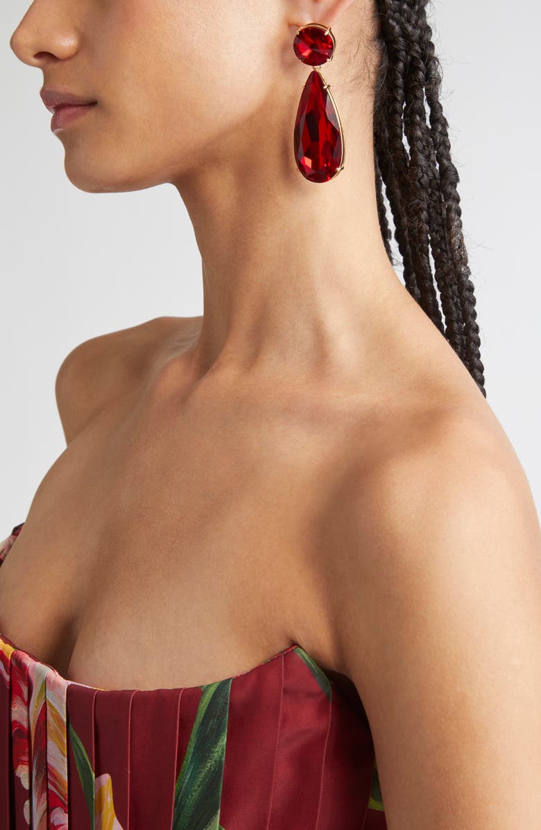 Carolina Herrera Double Flower Drop Earrings, Alternate, color, Celeste