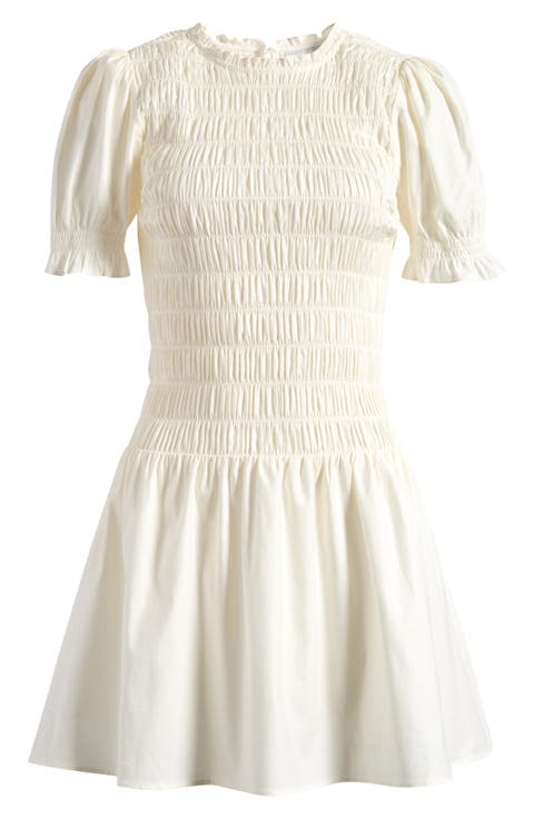 Leannah Smocked Stretch Organic Cotton Minidress