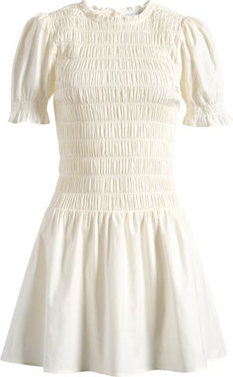 Leannah Smocked Stretch Organic Cotton Minidress