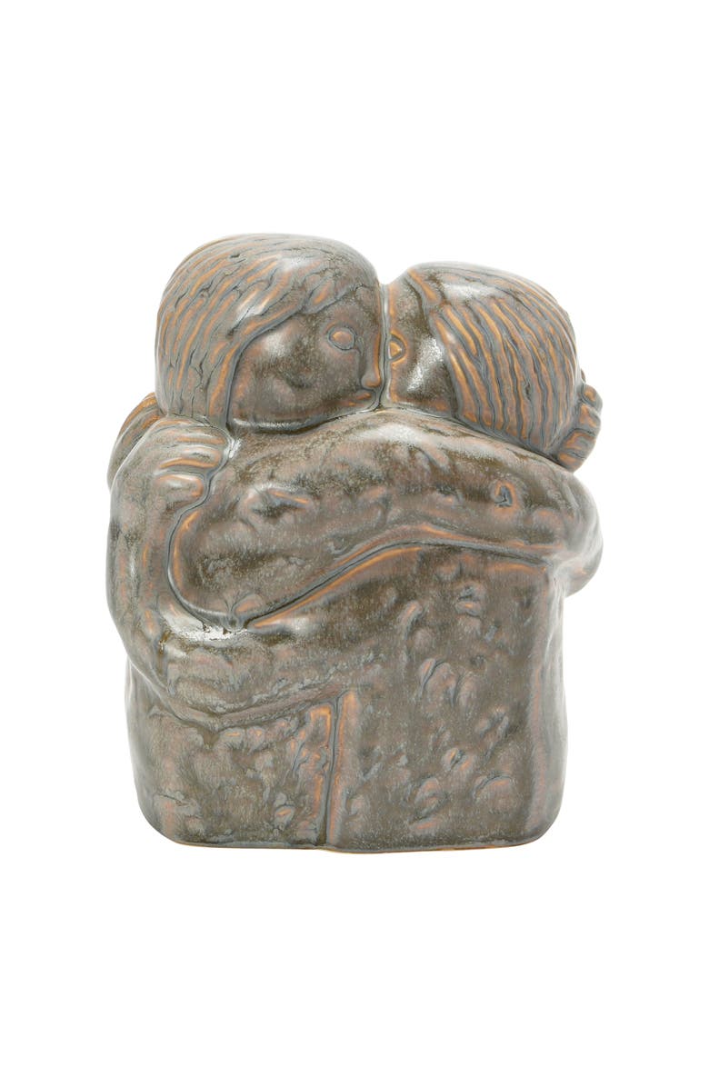 Storied Home Stoneware Hugging Figures, Main, color, Brown