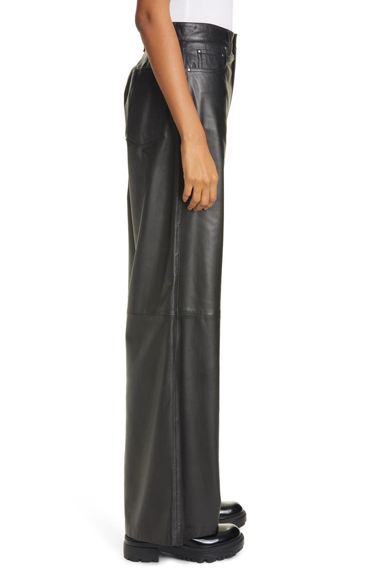 rag & bone High Waist Wide Leg Leather Pants, Alternate, color, 