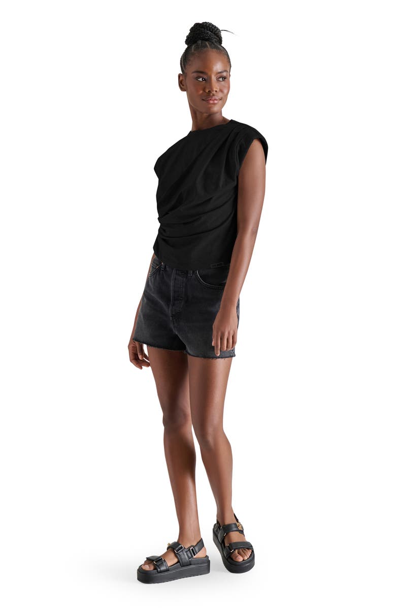 Steve Madden Draped Shoulder Pad T-Shirt, Alternate, color,