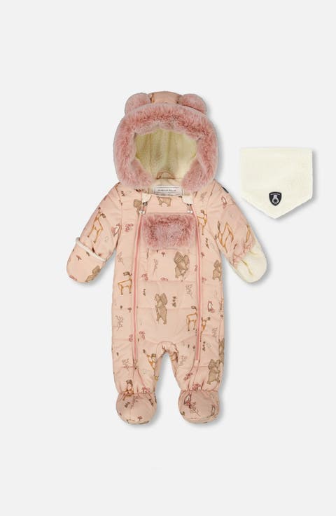 Baby Girl One-Piece Layette Snowsuit Designed for Car Seat Animal (Baby)