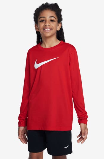 NIKE NIKE KIDS' LEGEND DRI-FIT LONG SLEEVE GRAPHIC T-SHIRT