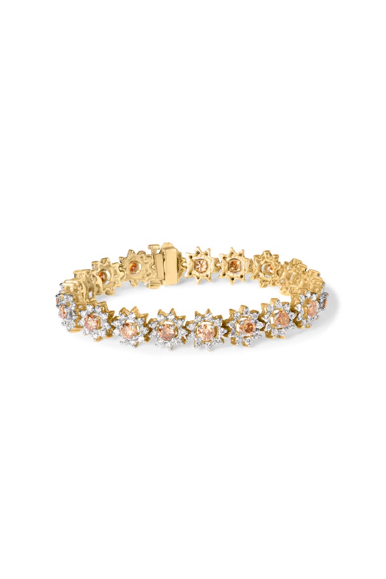 14K Gold 8.00 Cttw Diamond Floral Cluster Halo Link Bracelet, Main, color, Yellow