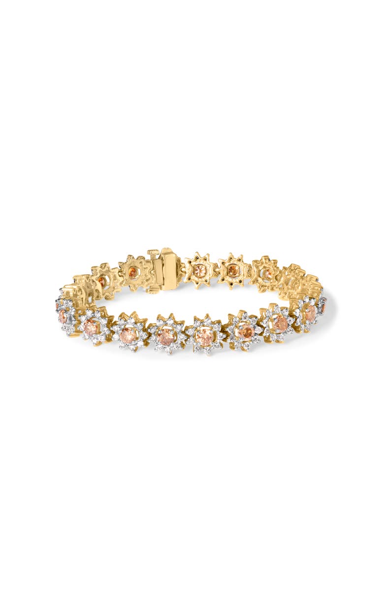 Haus of Brilliance 14K Gold 8.00 Cttw Diamond Floral Cluster Halo Link Bracelet, Main, color, Yellow
