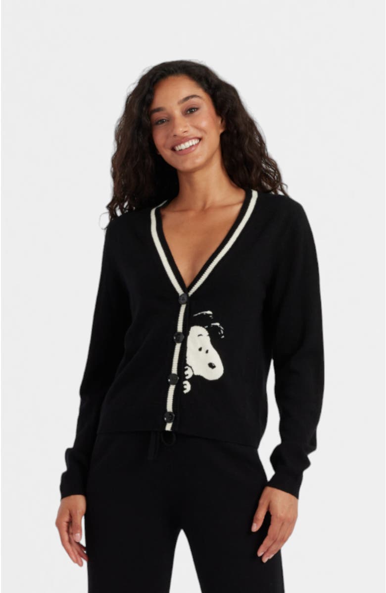 Chinti & Parker Snoopy Peek Wool Cashmere Contrast Detail Cardigan, Main, color, 