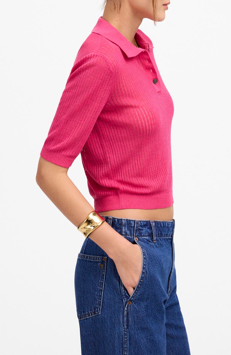 Madewell Short Sleeve Polo Sweater, Alternate, color, Bright Pink
