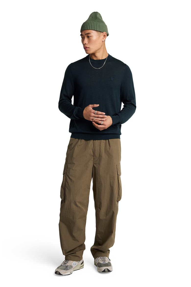 Tonal Eagle Merino Crew Neck Sweater, Main, color, Dark Navy