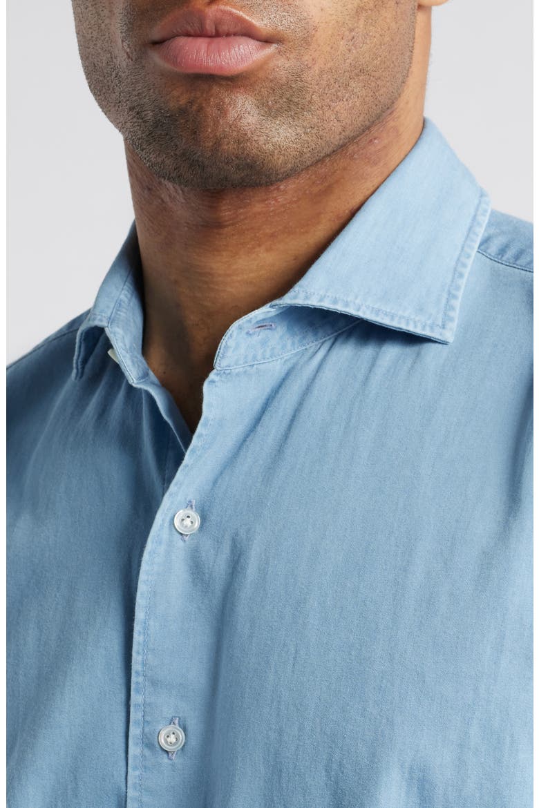 Crown Crafted Elio Cotton Button-Up Shirt, Alternate, color, LIGHT INDIGO