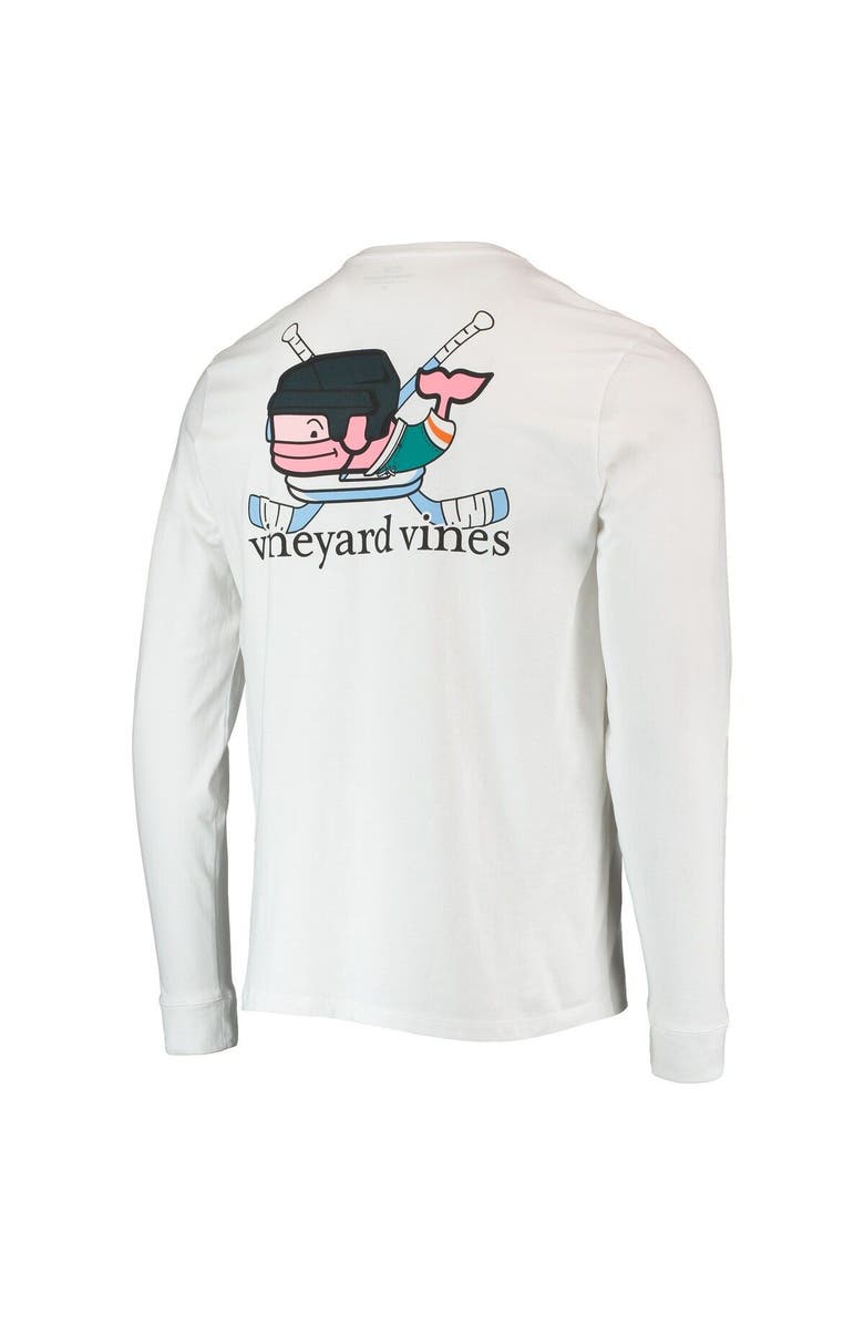 vineyard vines Men's Vineyard Vines White San Jose Sharks Hockey Helmet Pocket Long Sleeve T-Shirt, Alternate, color,