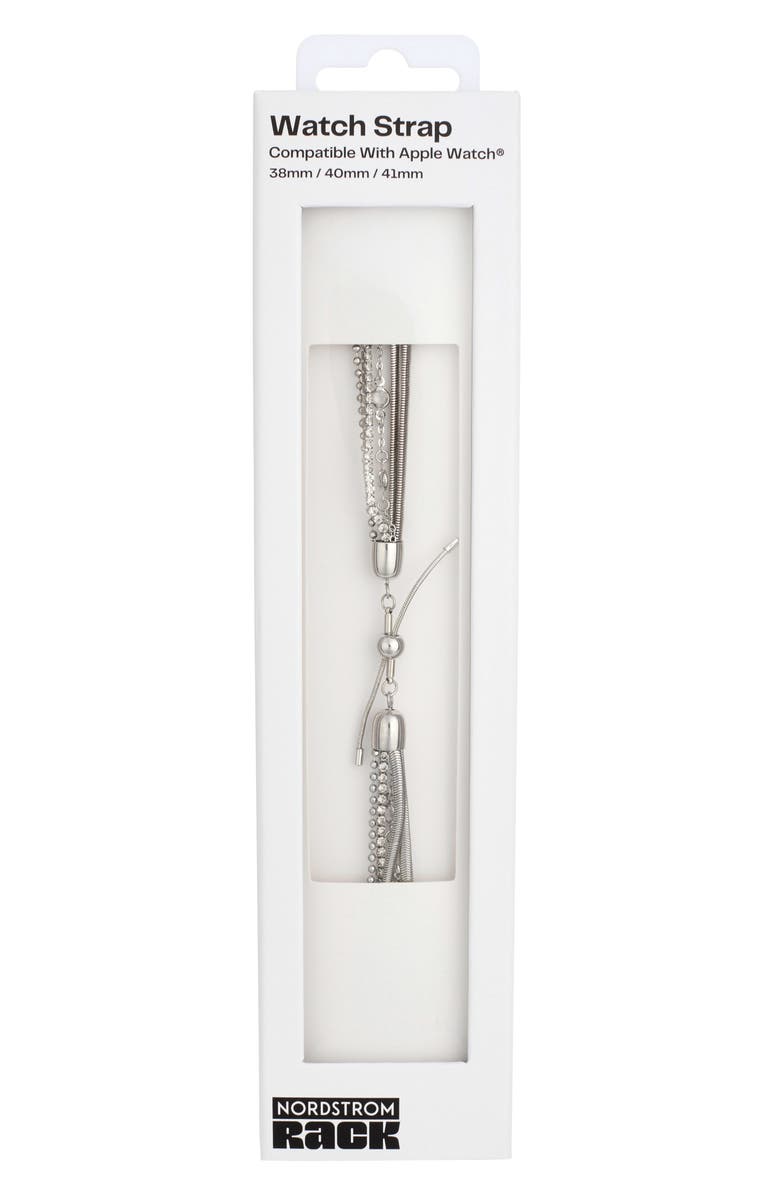NORDSTROM RACK Crystal Chain Apple Watch<sup>®</sup> Watchband, Alternate, color, Clear- Silver