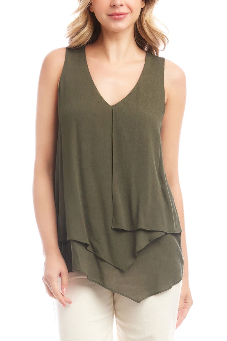Drape Layered Asymmetric Gauze Tank, Main, color, OLIVE