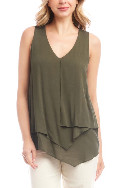 Drape Layered Asymmetric Gauze Tank