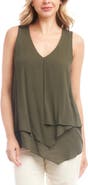 Karen Kane Drape Layered Asymmetric Gauze Tank