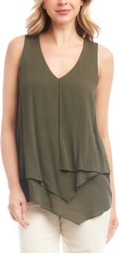 Karen Kane Drape Layered Asymmetric Gauze Tank