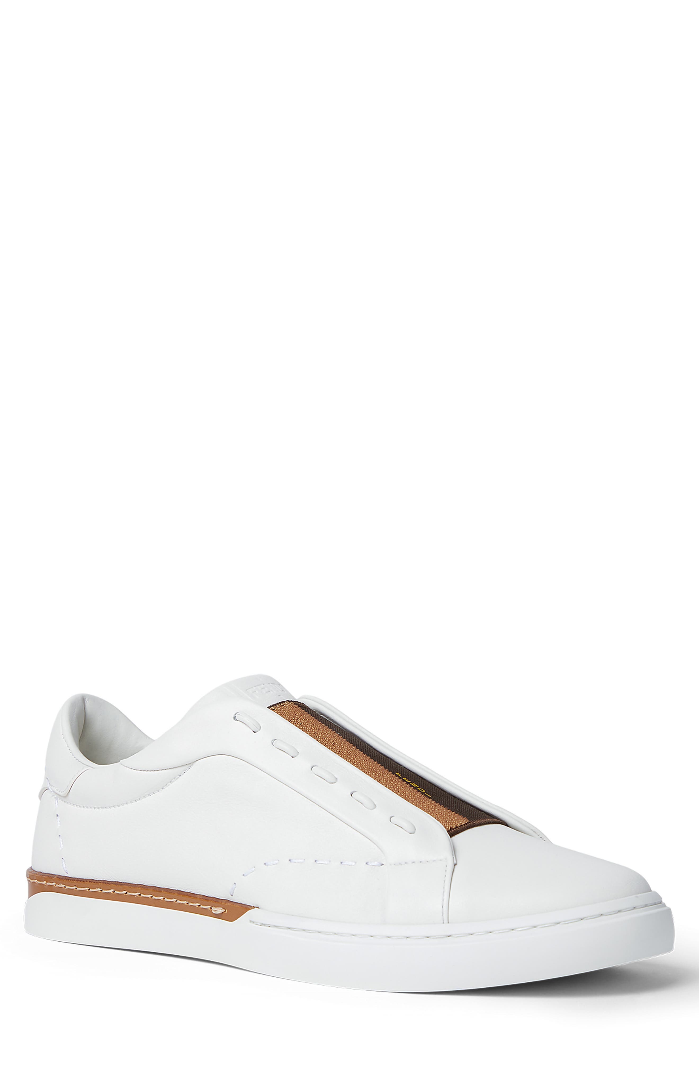 Fendi City Low Top Sneaker, Main, color, White/ Chocolate/ Taupe
