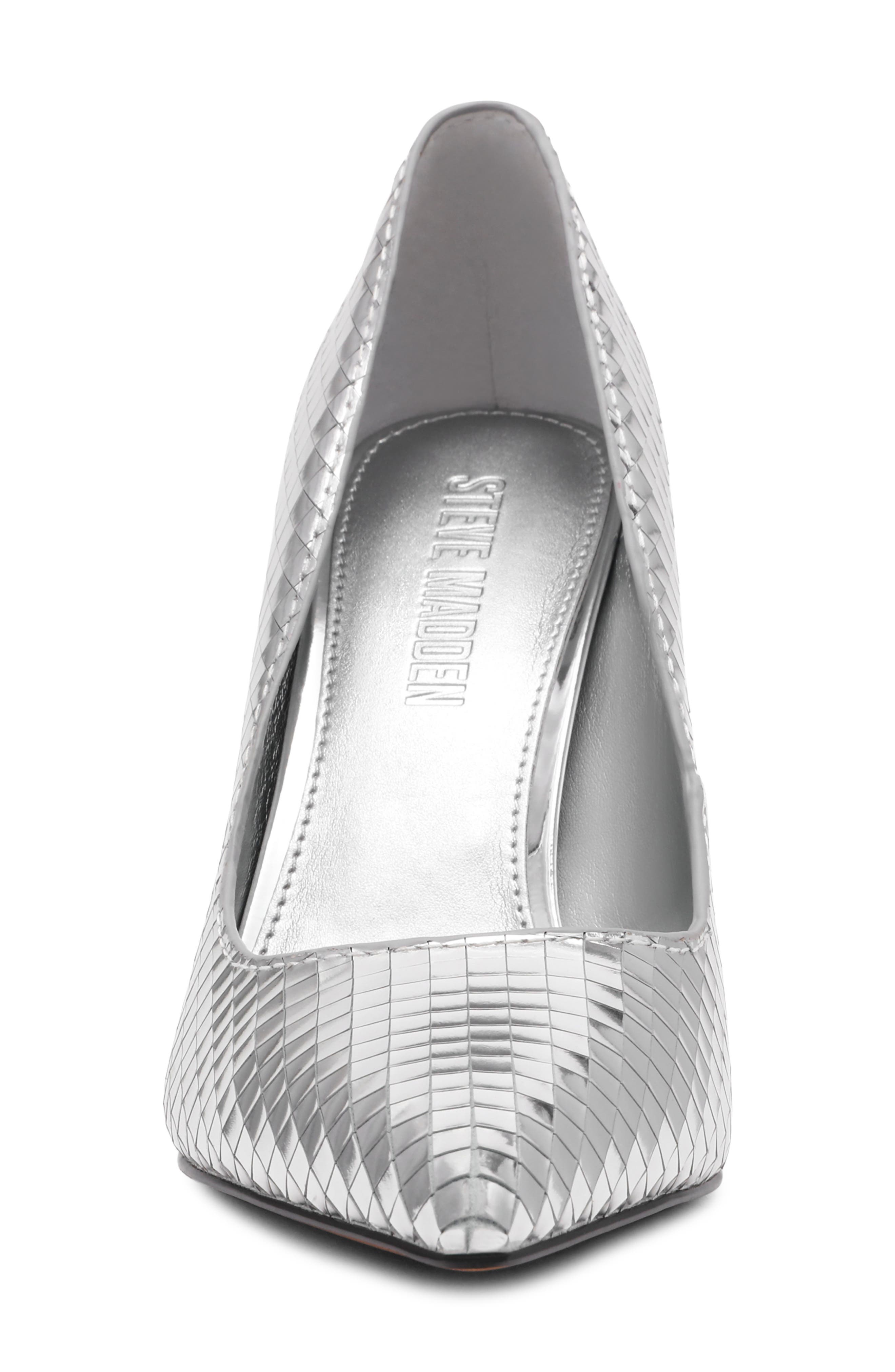 Steve Madden Noir Pointed Toe Pump, Alternate, color, Silver Disco