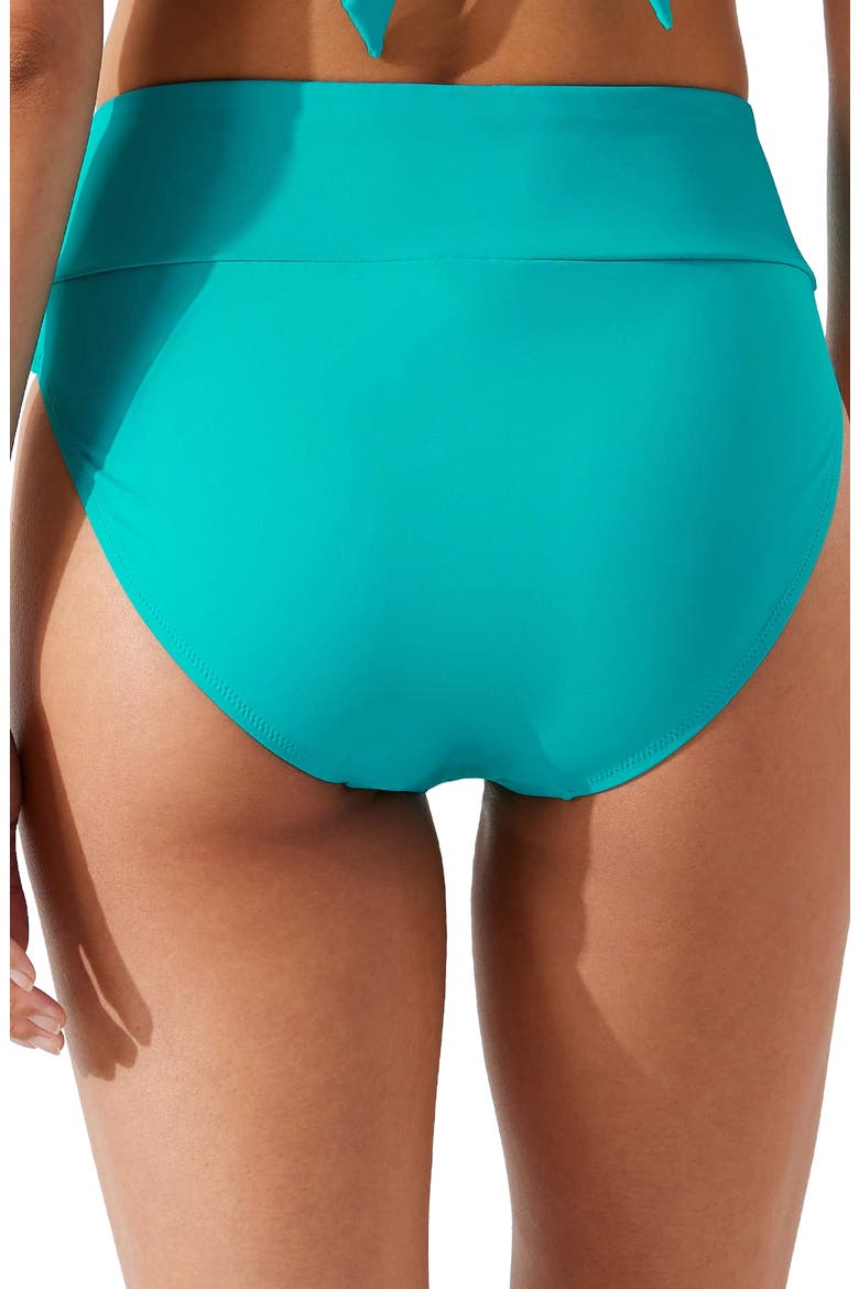 Palm Modern High Waist Bikini Bottoms, Alternate, color, AQUA DREAM