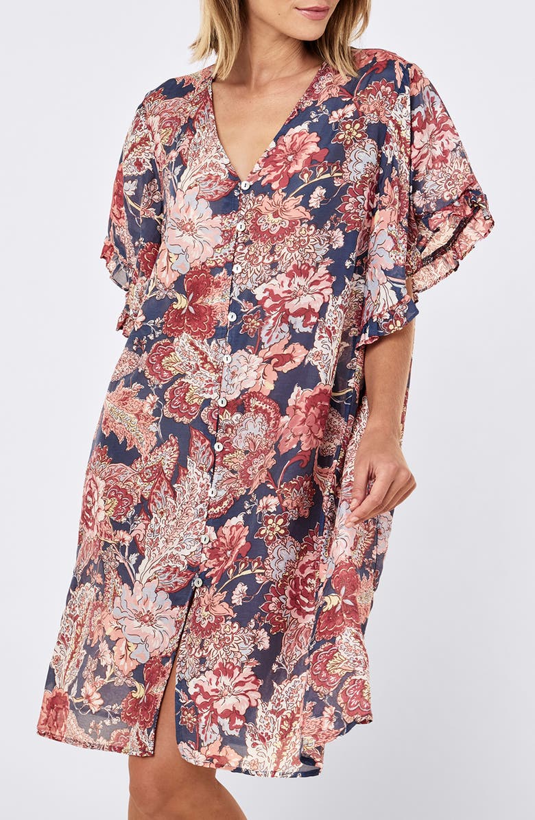 Papinelle Ella Frill Nightie Nightgown, Alternate, color, Blue Indigo