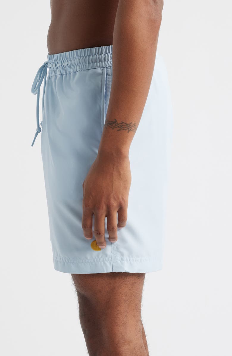 Carhartt Work In Progress Chase Swim Trunks, Alternate, color, Air Sky / Gold