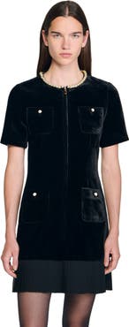 SANDRO Short velvet dress