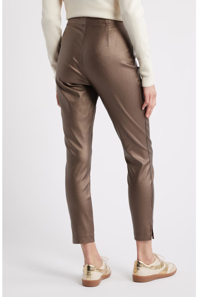 Coated High Waist Cigarette Pants, Alternate, color, BRONZE