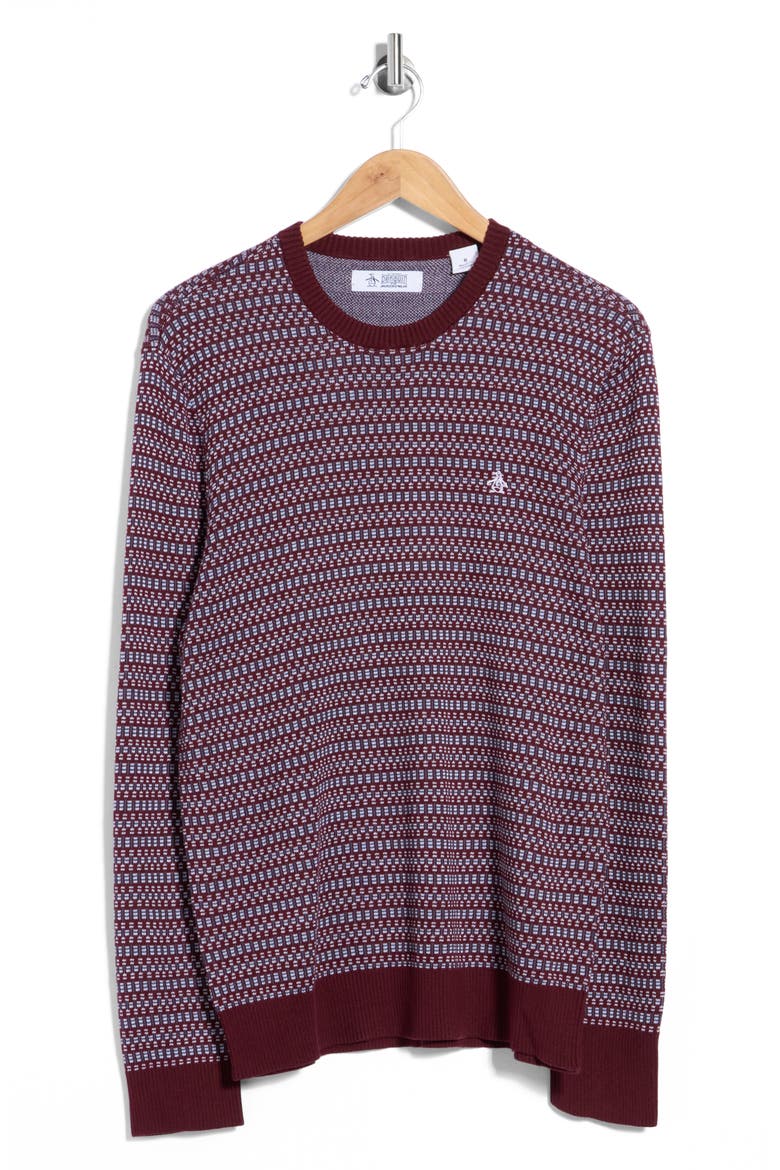 Geometric Jacquard Crewneck Sweater, Main, color, 610 PORT ROYALE