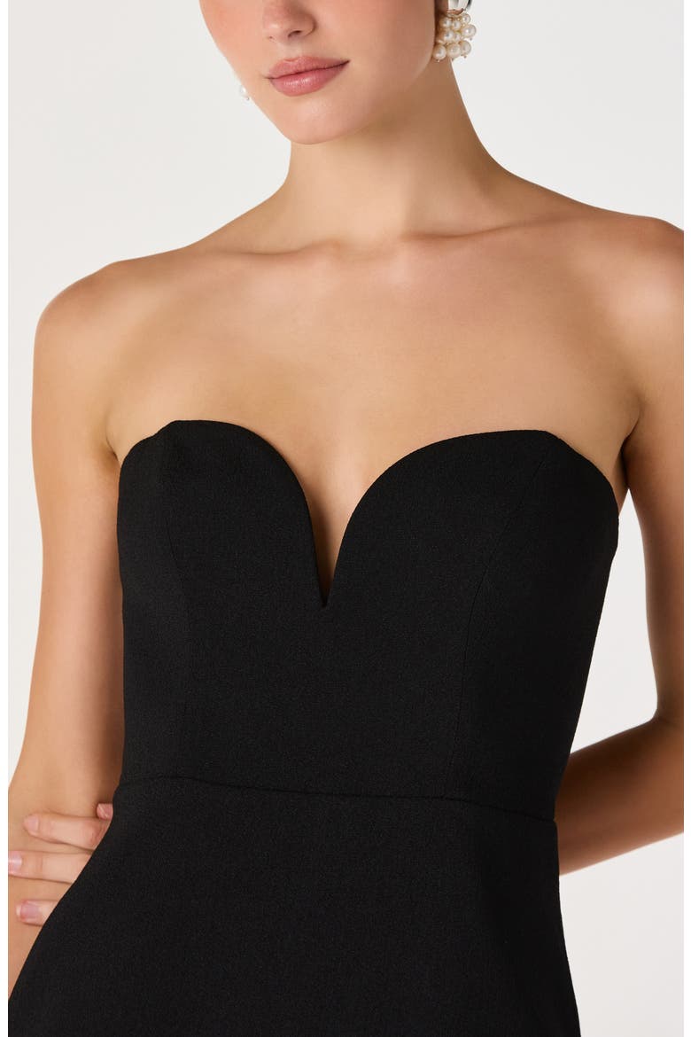 Ebba Strapless Feather Hem Minidress, Alternate, color, BLACK