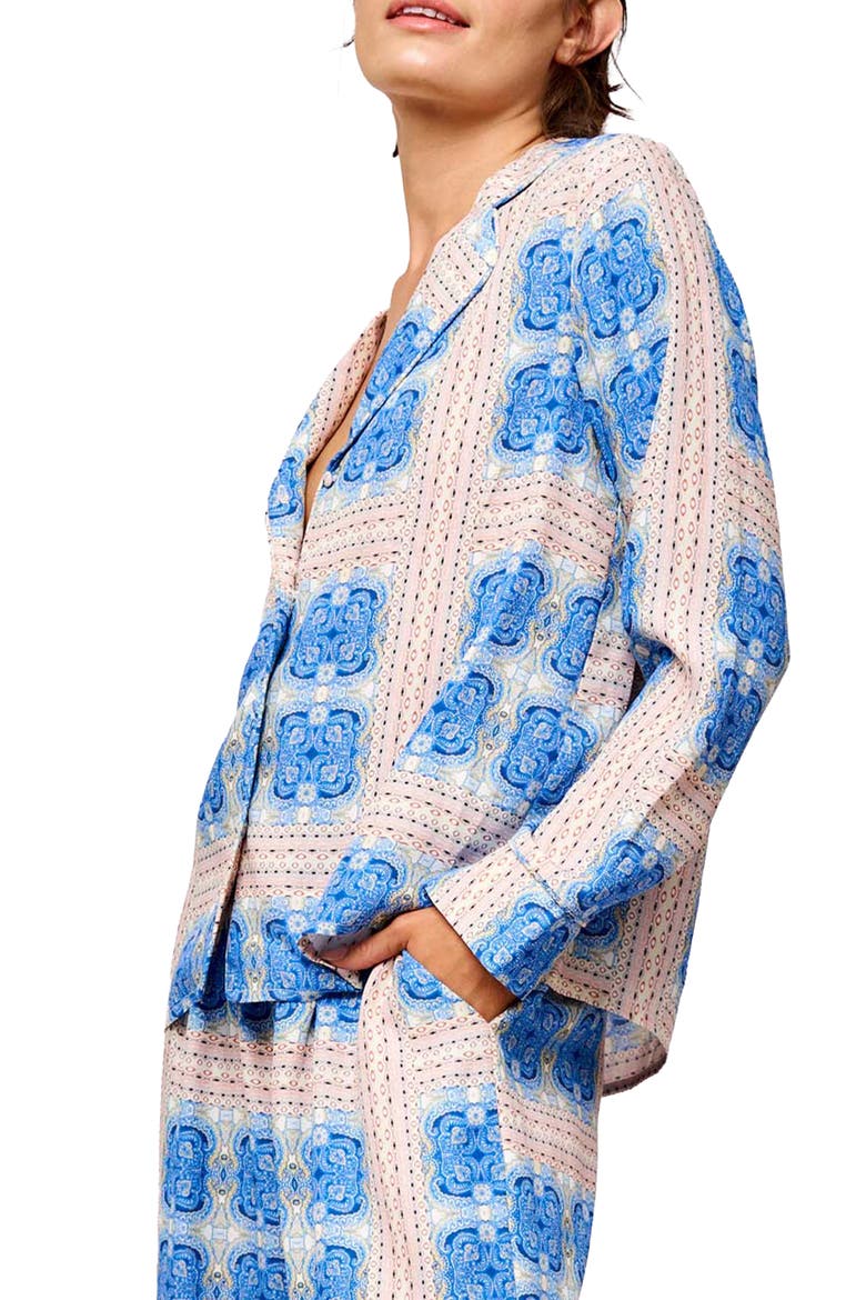 Avery Printed Pajama Top, Alternate, color, BLUE