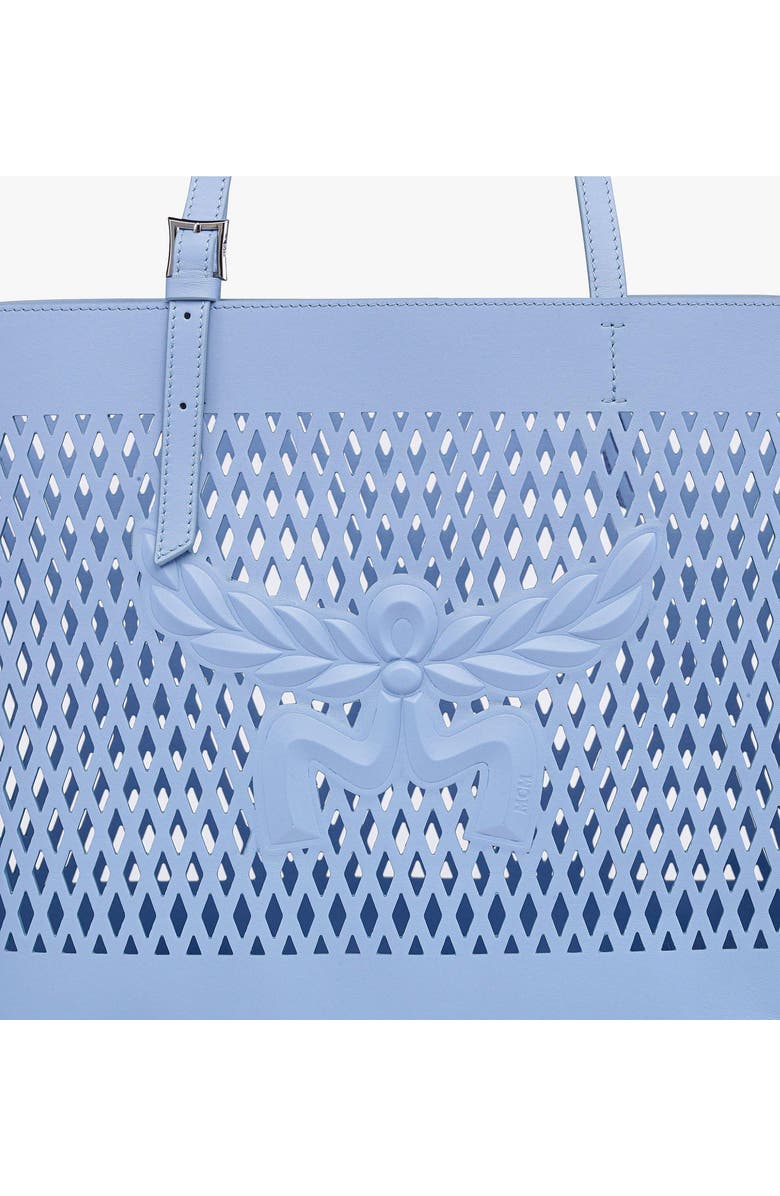 MCM Medium Himmel Shopper in Perforated Calfskin Leather, Alternate, color, Della Robbia Blue