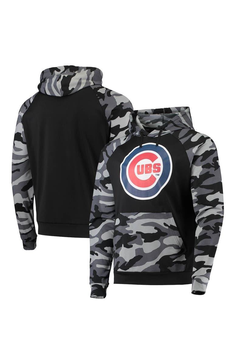 FOCO Men's FOCO Black Chicago Cubs Camo Raglan Pullover Hoodie, Main, color, 