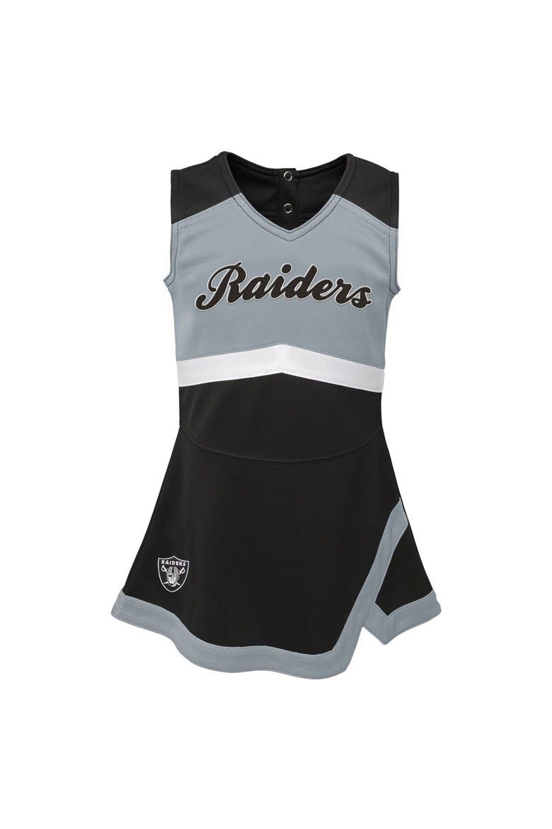 Girls Toddler Black Las Vegas Raiders Cheer Captain Dress with Bloomers, Alternate, color, Black