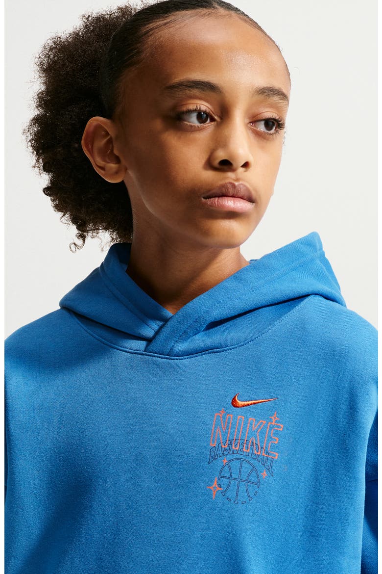 Kids' Basketball Oversize Hoodie, Alternate, color, STAR BLUE/ TURF ORANGE