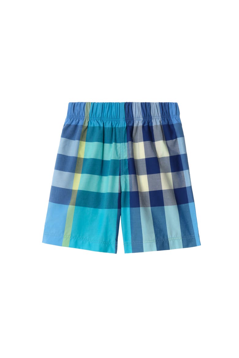 Check Cotton Shorts, Main, color, Bright turquoise