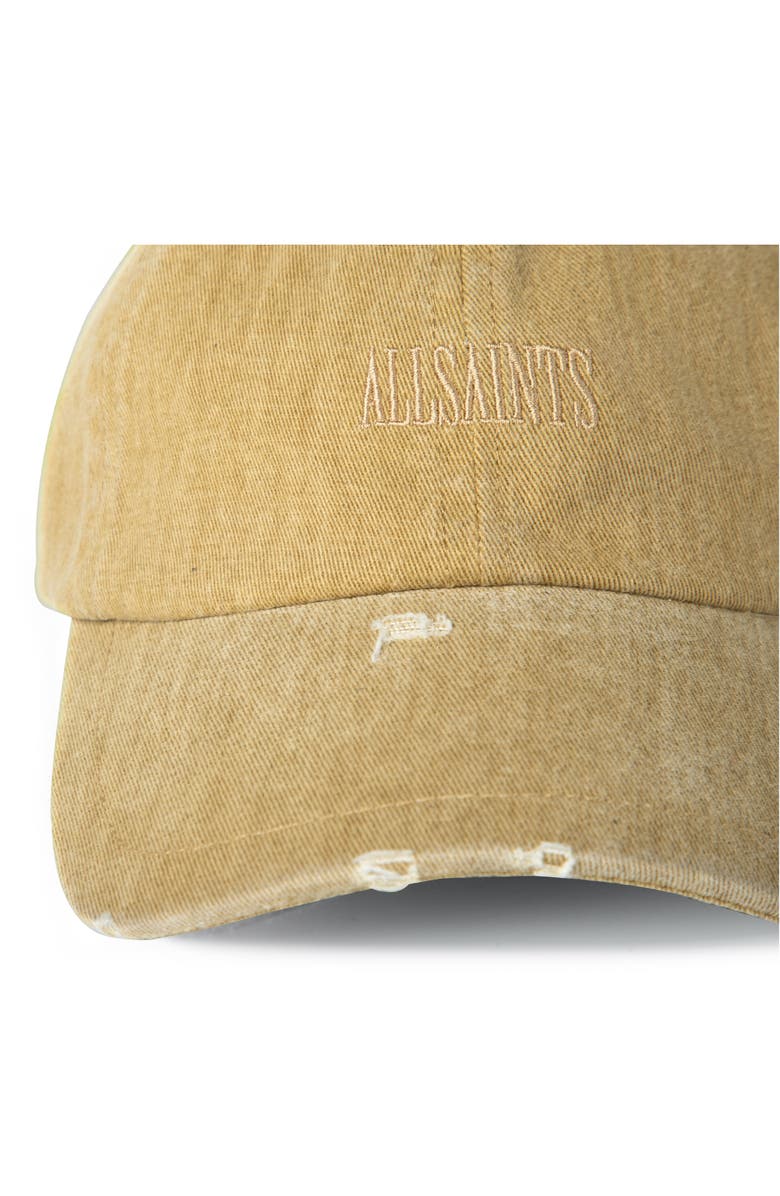 AllSaints Logo Embroidered Distressed Cotton Baseball Cap, Alternate, color,