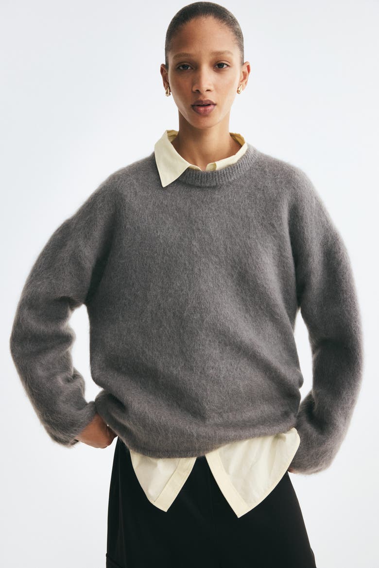 Oversized Mohair-Blend Sweater, Alternate, color, Dark dusty gray