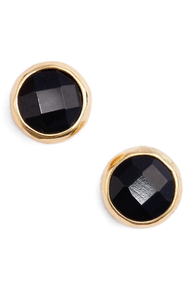 Protection Stud Earrings, Main, color, PROTECTION/ BLACK ONYX/ GOLD