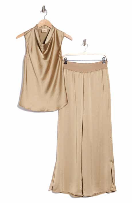 Satin Cowl Neck Top & Pants Set