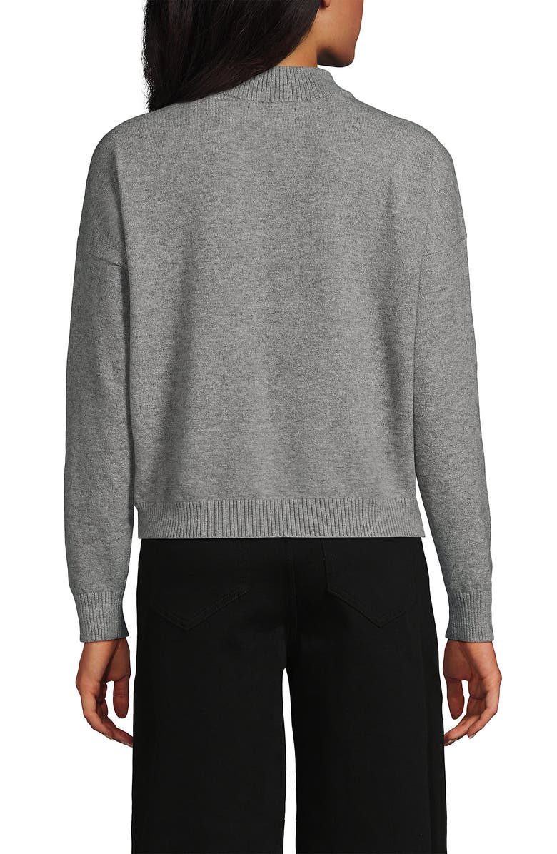 Lands' End CashTouch Drop Shoulder Mock Neck Sweater, Alternate, color, Gray Heather